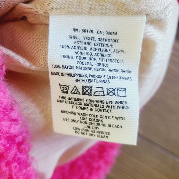 Anthropologie Teddy Coat XS Beige Pink Colorblock Snap Front Faux‎ Fur Jacket - Picture 7 of 10